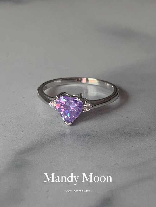 Silver Lilac Heart Ring