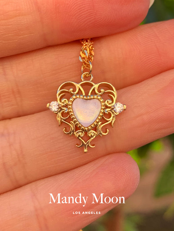 Princess Opal Heart Necklace