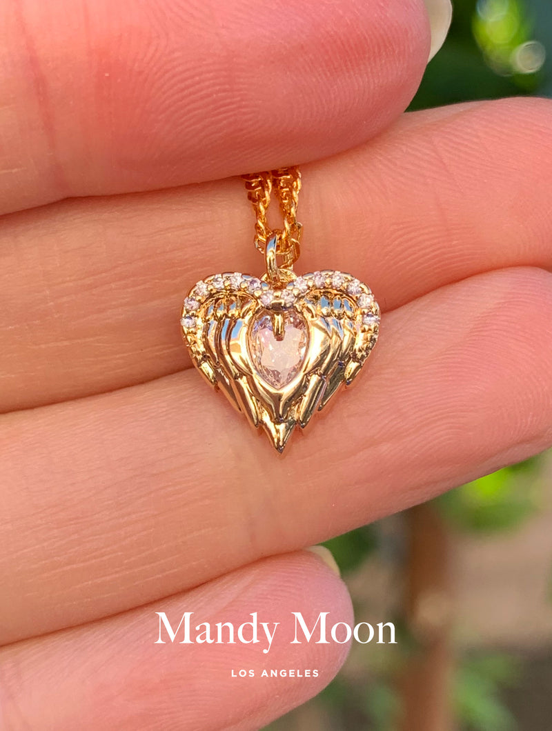 Angel Wrapped Heart Necklace