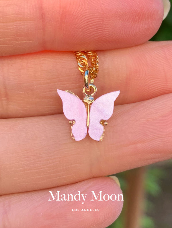 Rose Pink Butterfly Necklace