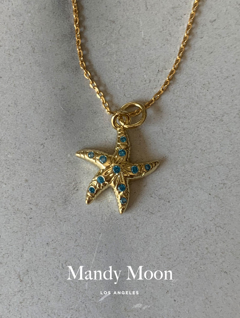 Aquamarine Blue Starfish Necklace