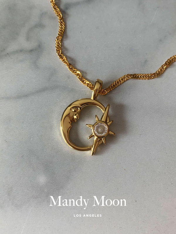 Hugging Moon & Star Necklace