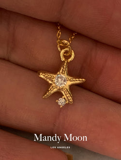 Tiny Diamond Starfish Necklace