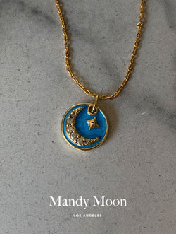 Teal Moon Pendant Necklace