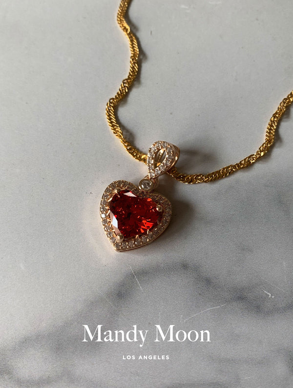 Drop Heart Red Necklace
