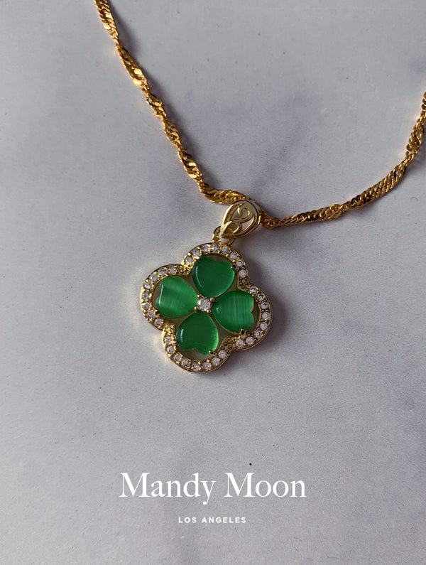 Emblem Green Clover Necklace