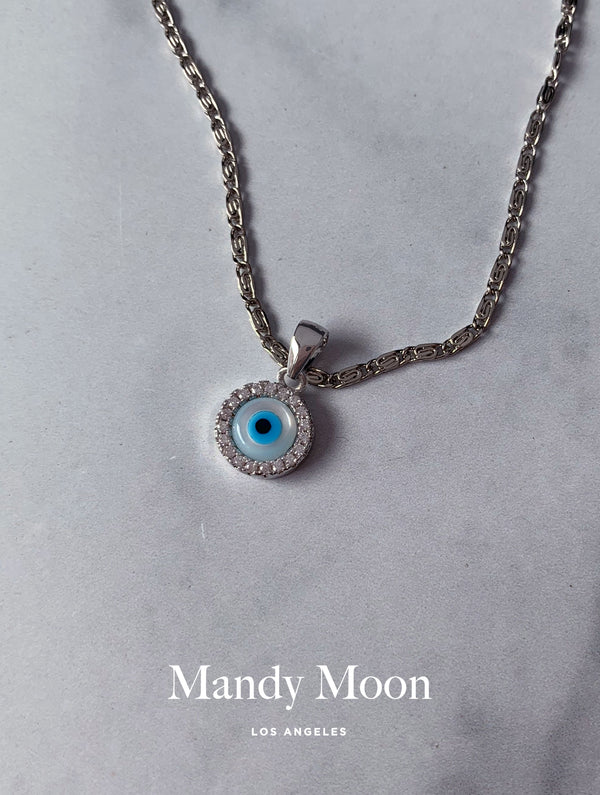 Tiny Evil Eye Necklace - Silver