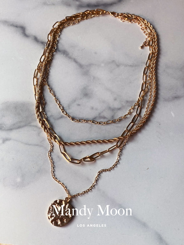 Coin Triple Layered Necklace