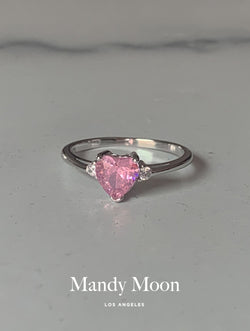 Silver Baby Pink Heart Ring