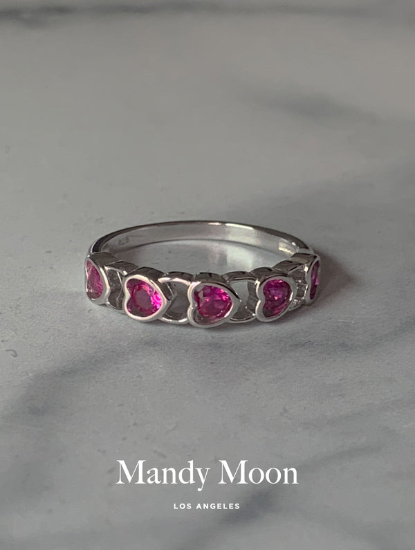 Silver Lola Pink Heart Ring