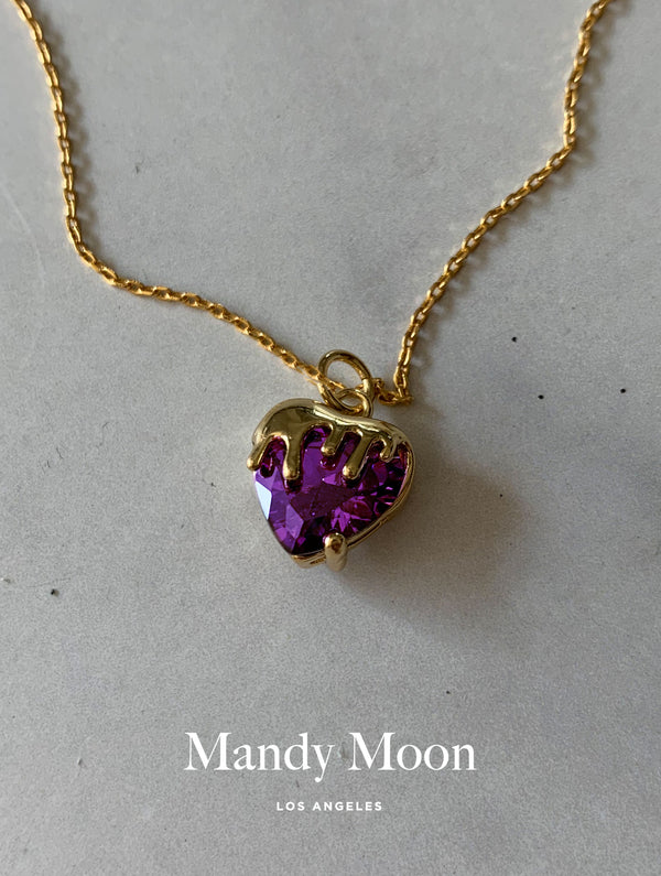 Purple Melted Heart Necklace