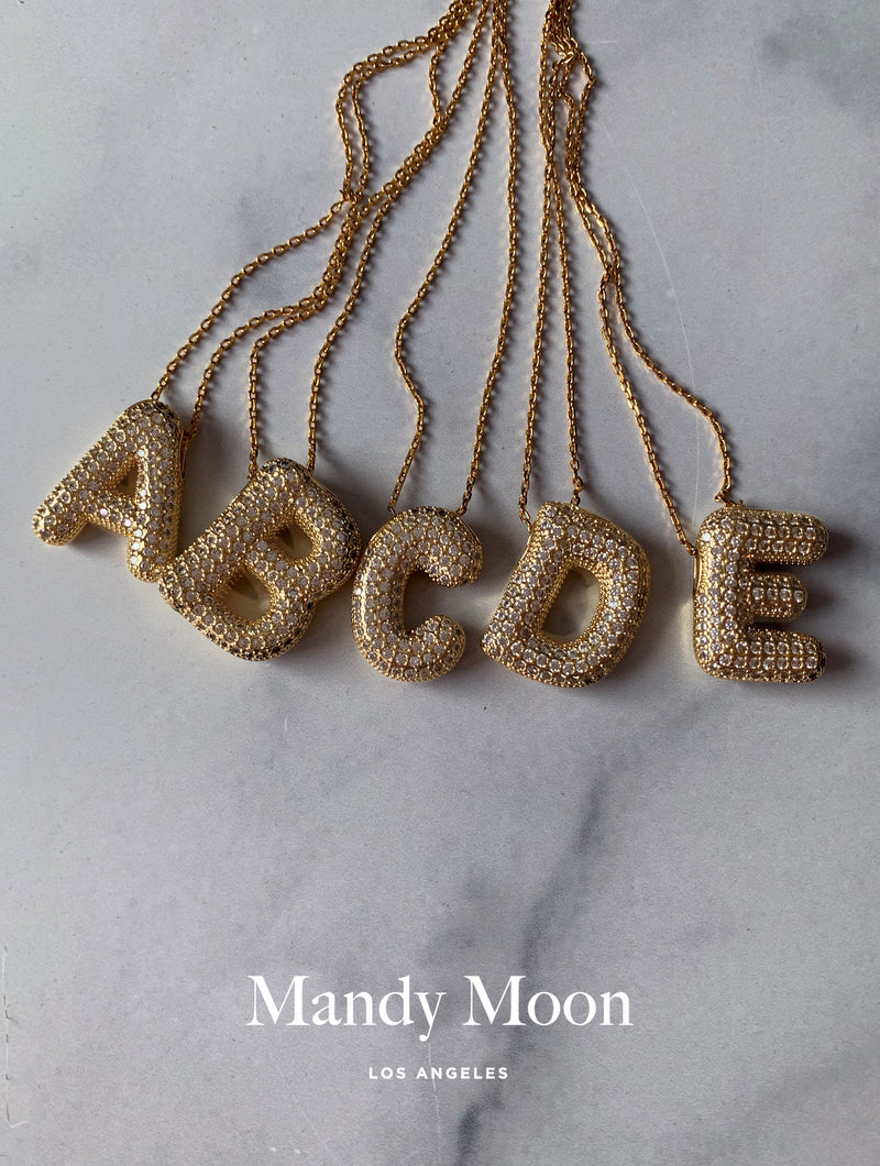 CZ Gold Filled Bubble Letter Necklace