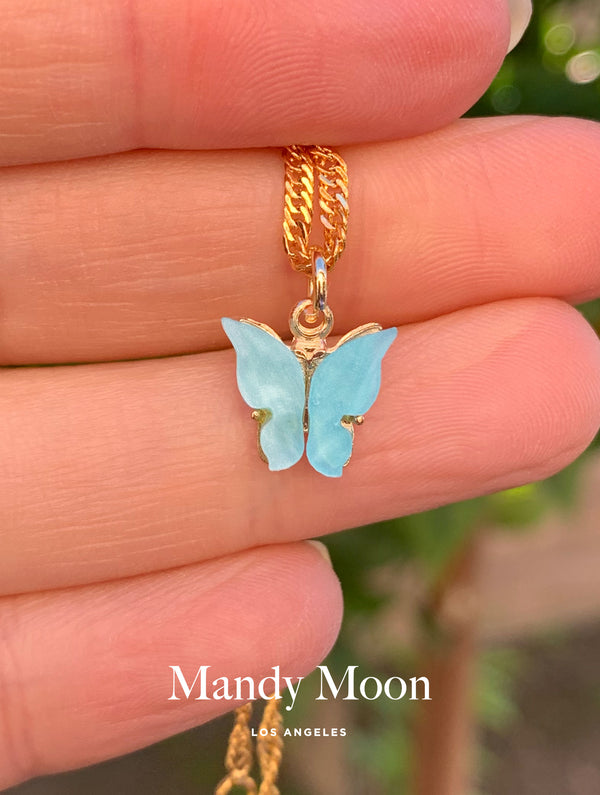 Baby Blue Butterfly Necklace