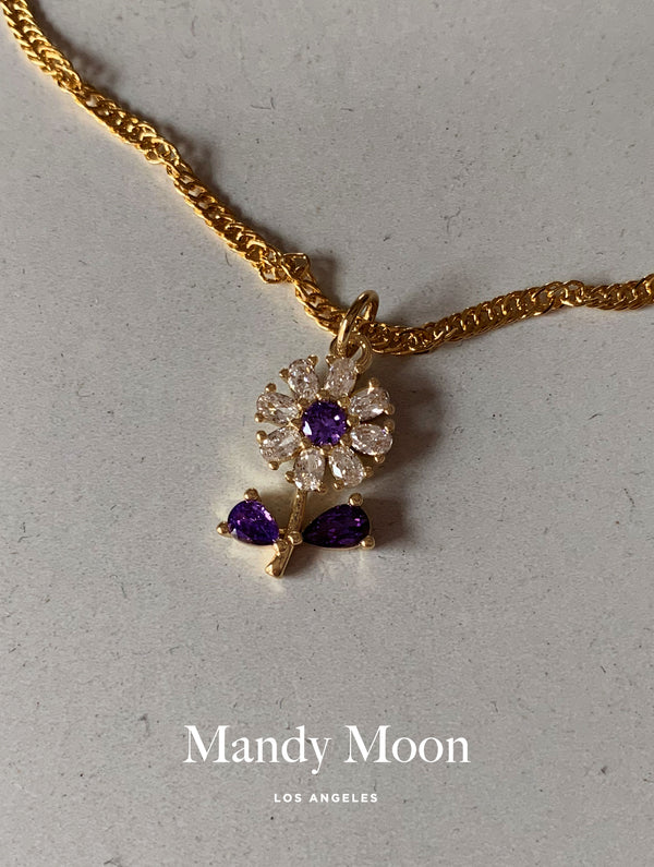 Lilac Flower Stem Necklace