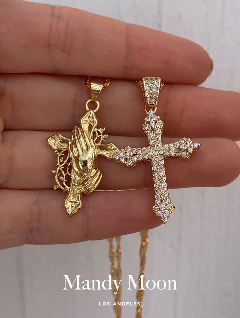 Bold Diamond Cross Necklace