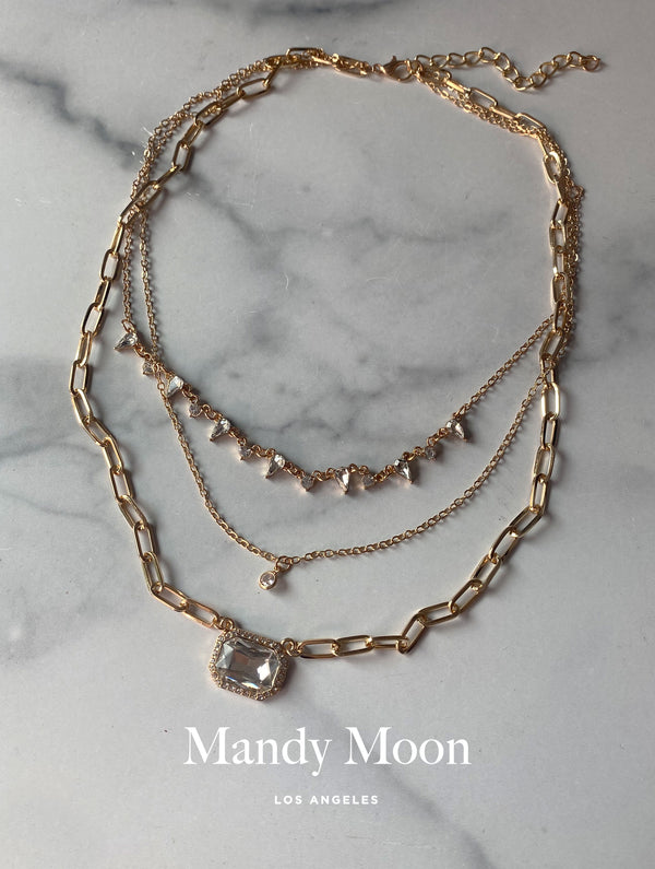 Glam Triple Layered Set Necklace