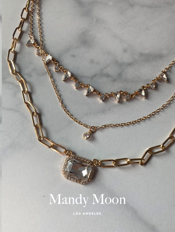 Diamond Rectangle Layered Necklace