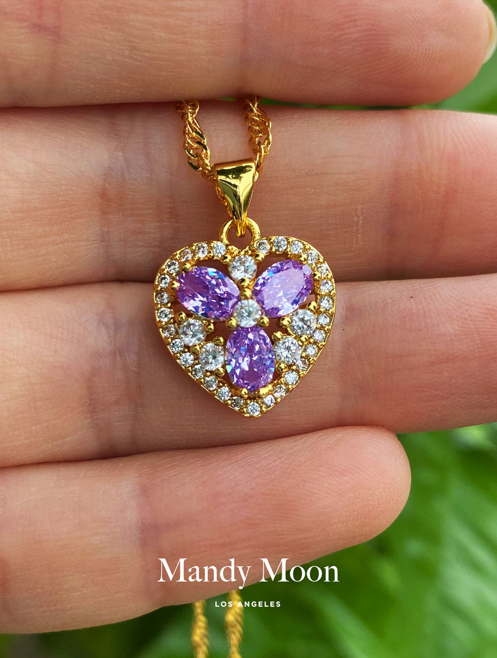 Purple Heart Charms, Gold Toned Enamel Valentine Charms, 8 mm x 7.5 mm  (1556)