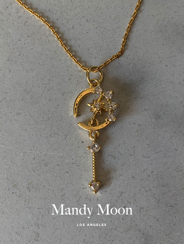 Celestial Crescent Wand Necklace