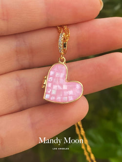 Pink Heart Locket Necklace