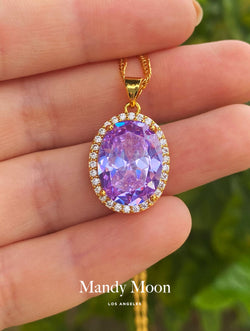 Oval Purple Amethyst Necklace