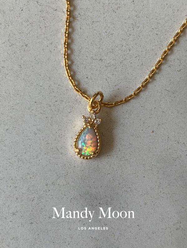 Tiny Opal Pearl Necklace