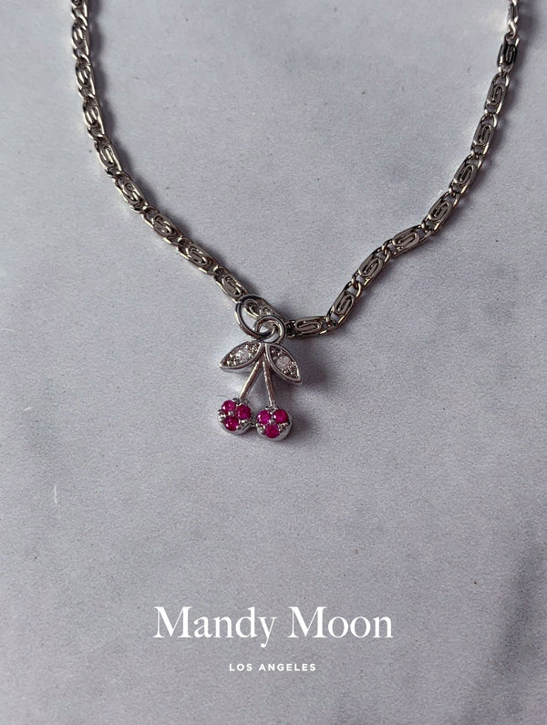 Tiny Cherry Necklace - Silver