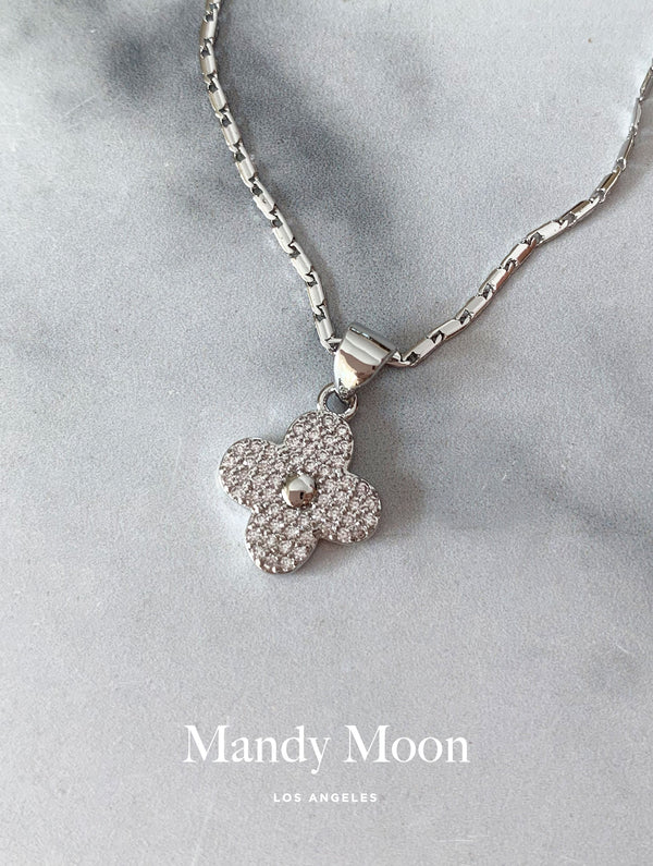Quatrefoil Diamond Necklace - Silver
