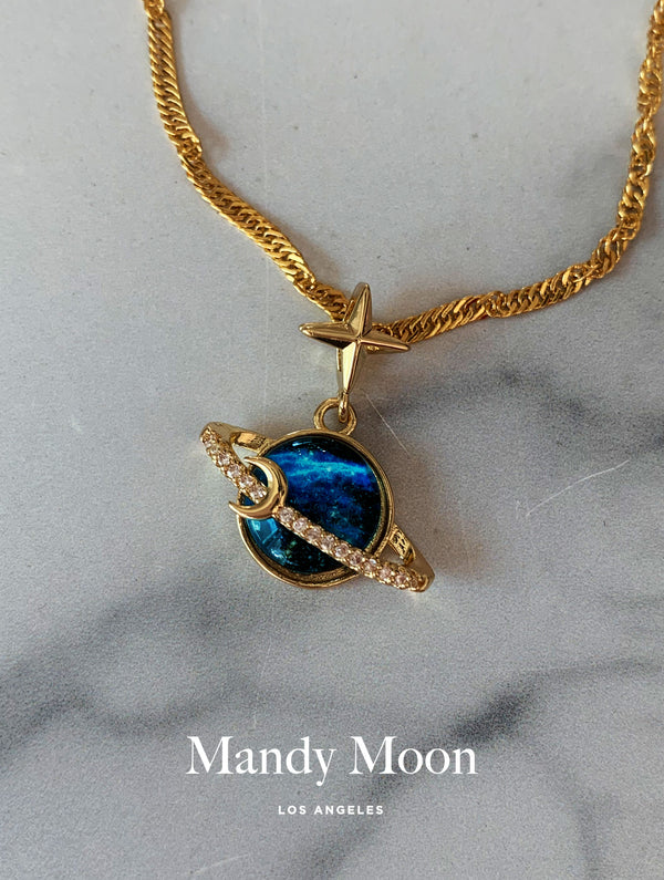 Blue Changing Mood Space Necklace