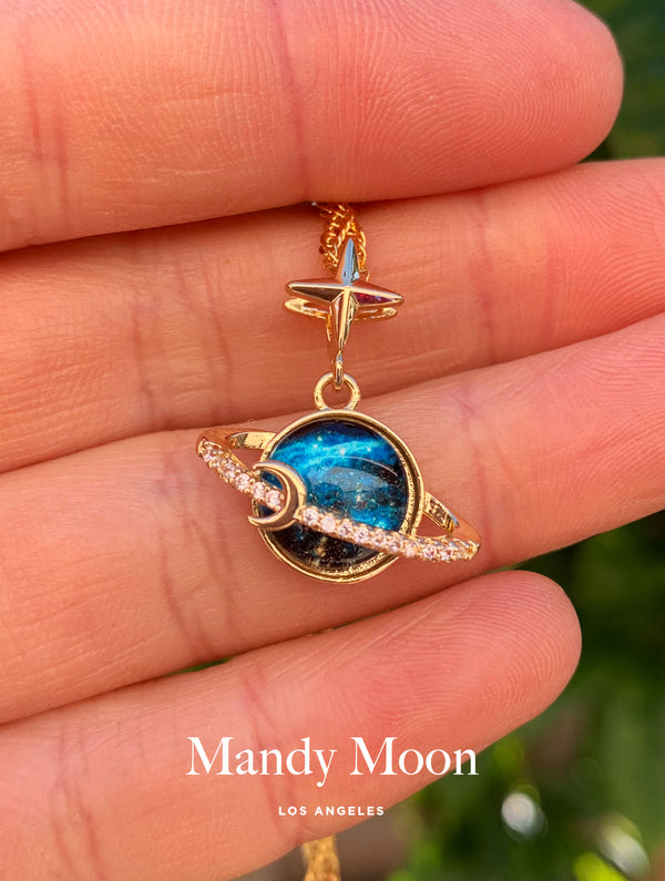 Blue Changing Mood Space Necklace