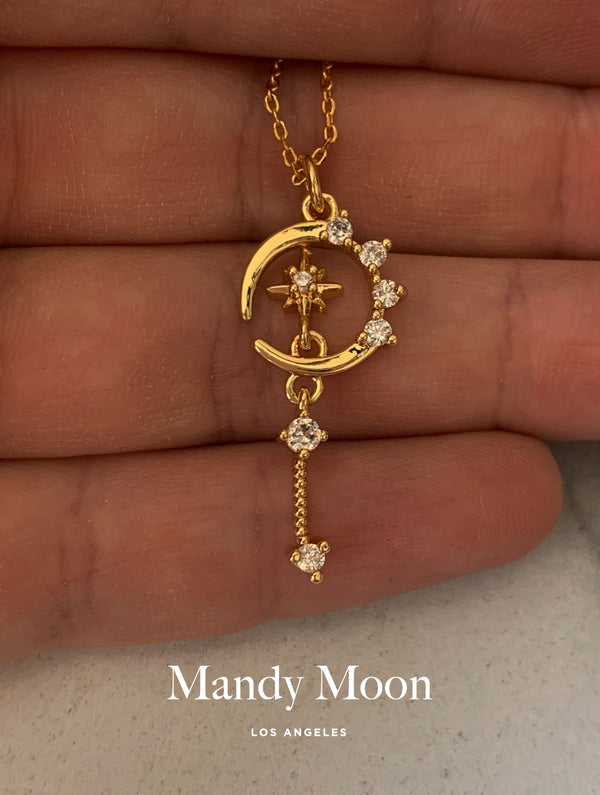 Celestial Crescent Wand Necklace