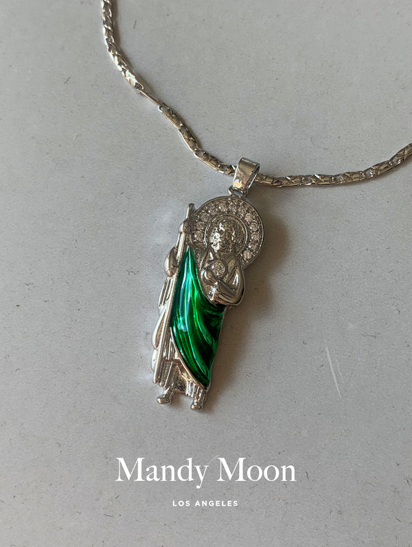Green Guadalupe Necklace - Silver