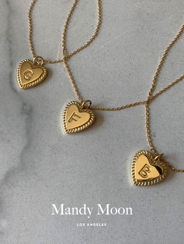 Gold Filled Heart Initial Necklace