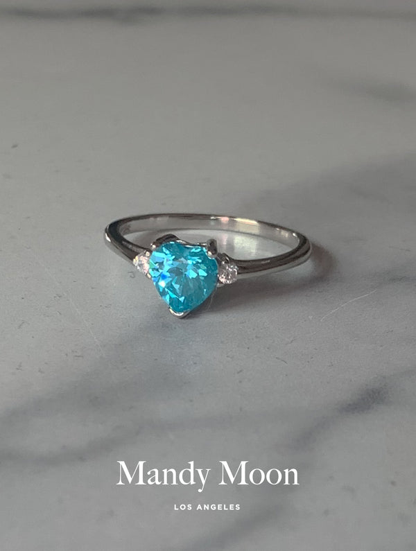 Silver Baby Blue Heart Ring