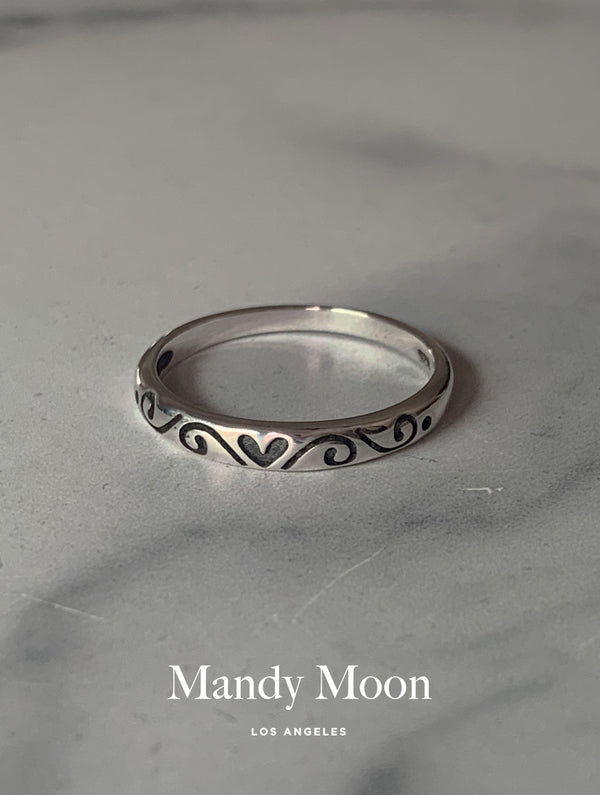 Silver Sketch Heart Ring