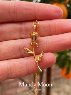 24K Rose Stem Necklace