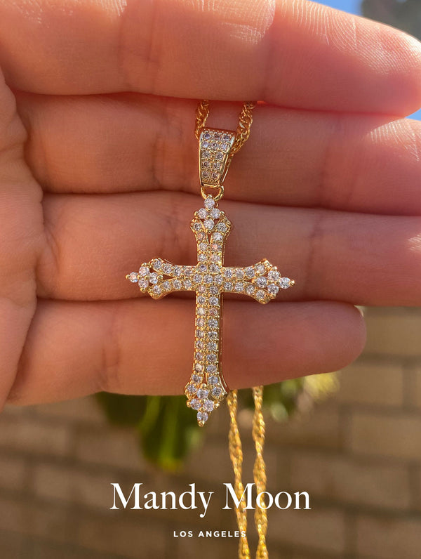Bold Diamond Cross Necklace