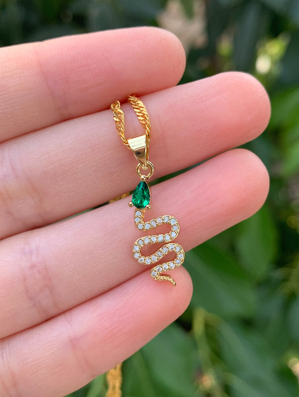 Green Diamond Snake Necklace (GF2)