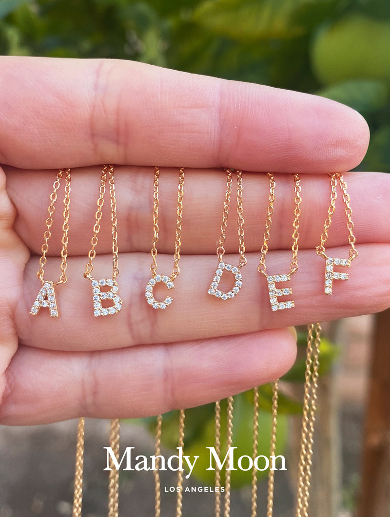18K Gold Tiny Letter Necklace - Main Image