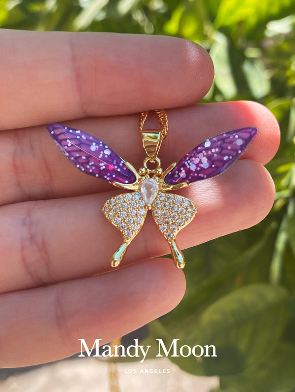 Lavender Butterfly Necklace