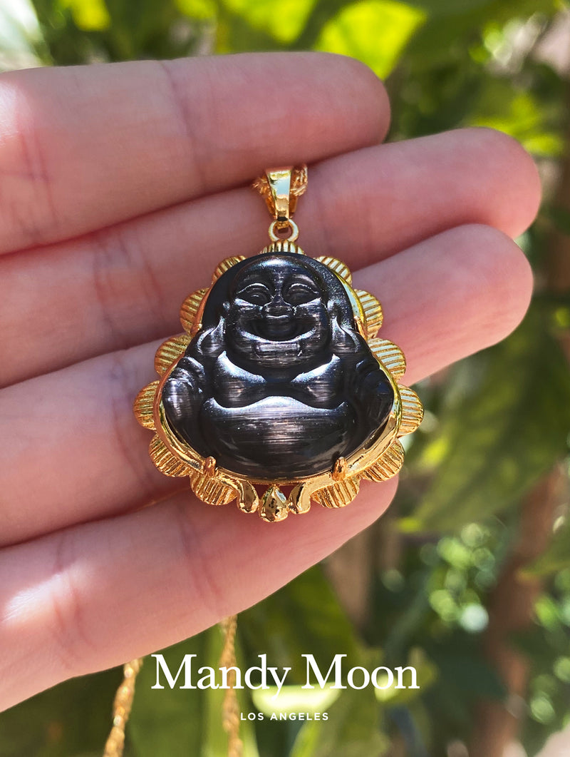 Black Buddha Pendant Necklace Men Women - Temu