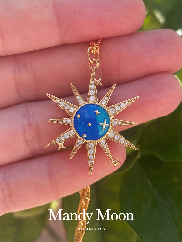 Magic Blue Starburst Necklace