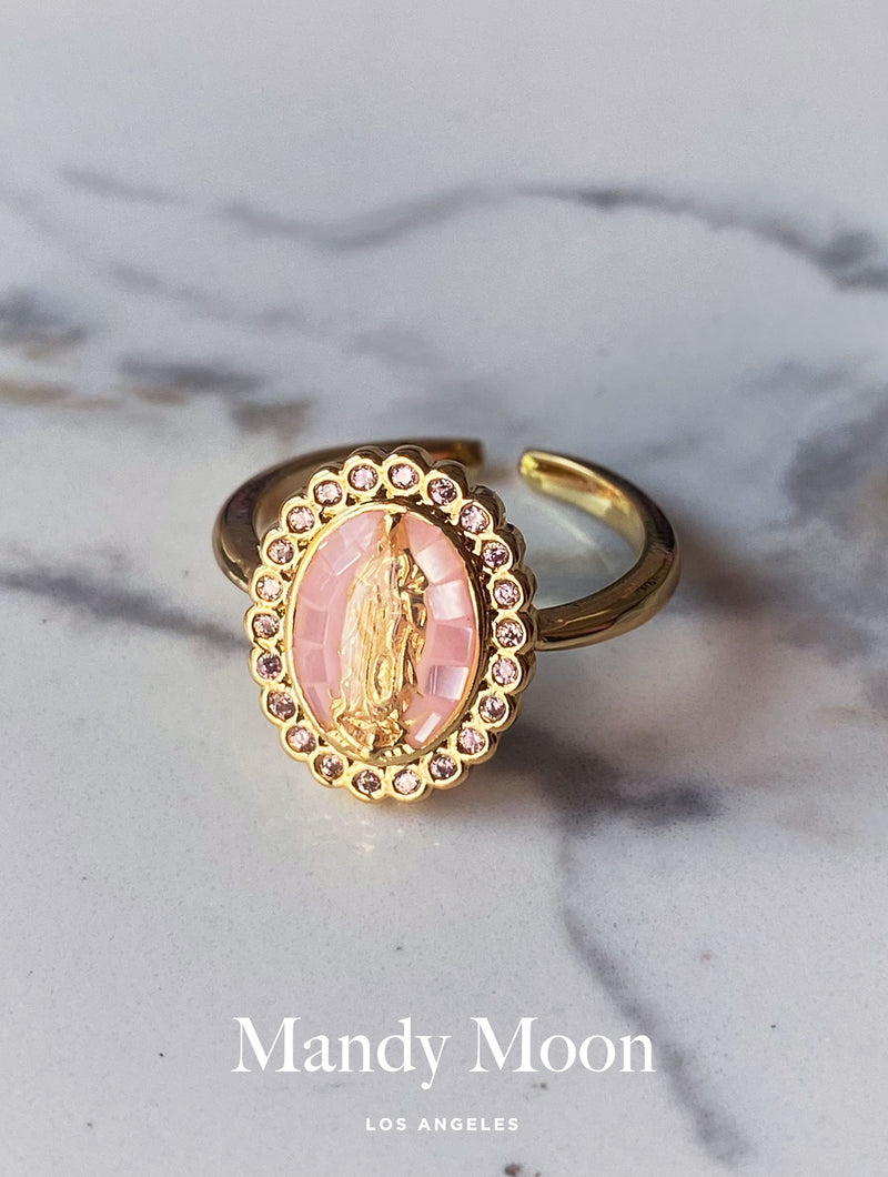 Opal Shell Virgin Mary Ring