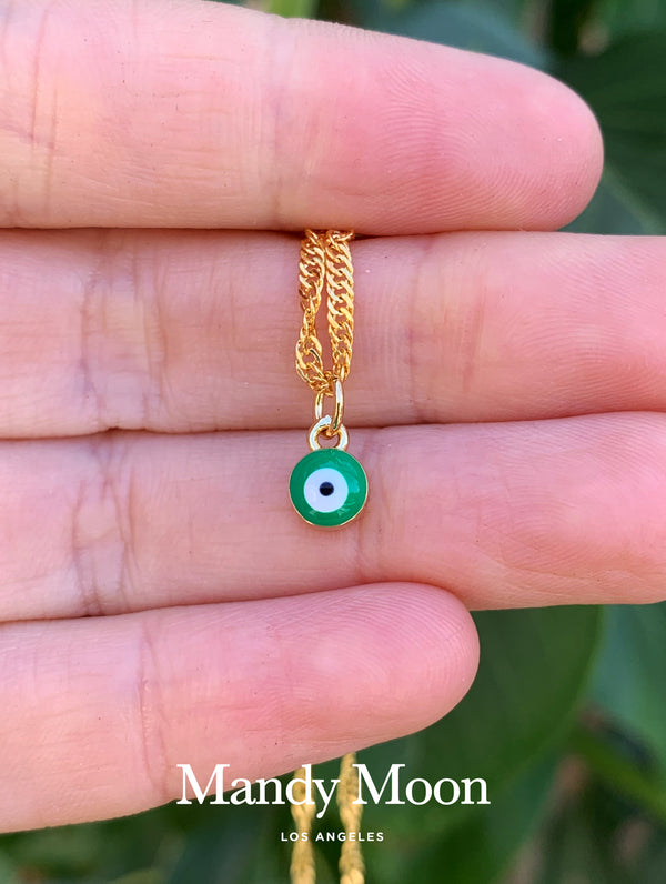 Teeny Tiny Green Eye Necklace