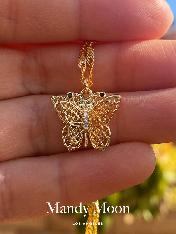 Buy Butterfly Necklace, 24K Gold Plated, Brass, Butterfly Pendant, Birthday  Gift,bridesmaid Gift,minimalist Jewelry,gift for Her,fashion Jewelry Online  in India - Etsy