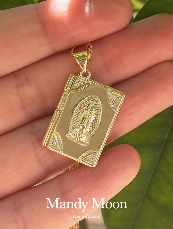 Book Locket Guadalupe Necklace