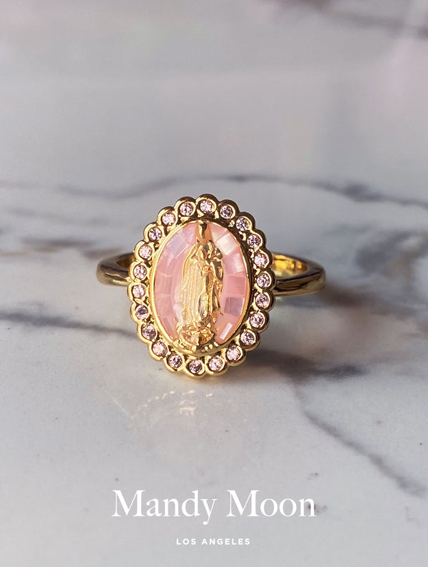 Opal Shell Virgin Mary Ring